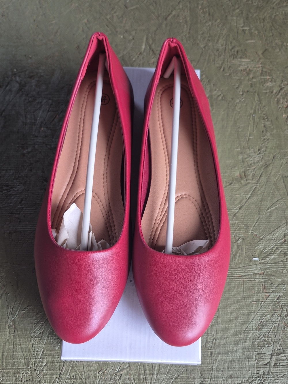 Women's Red Ballet Flats - Cushioned Slip-On Loafers